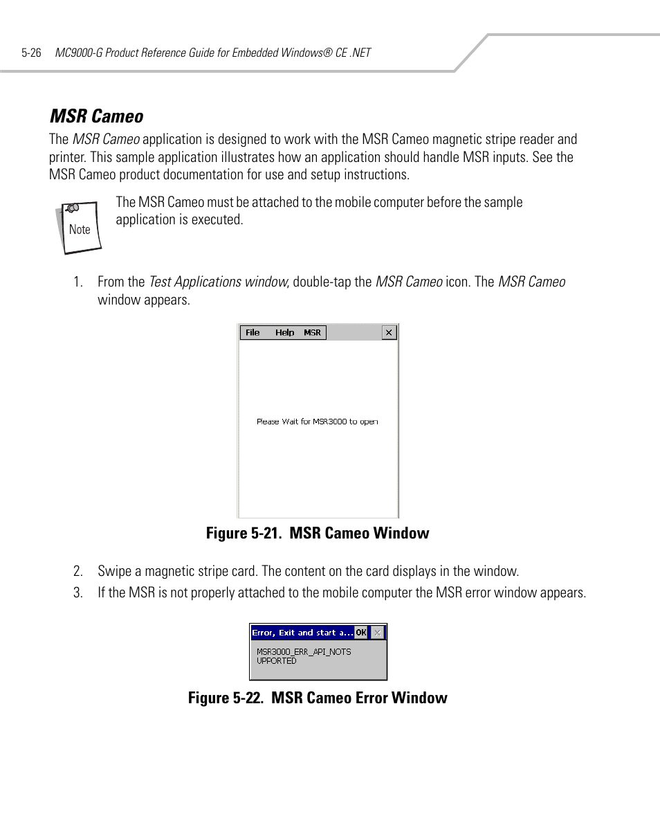 Msr cameo, Msr cameo -26 | Symbol Technologies MC9000-G User Manual | Page 220 / 530