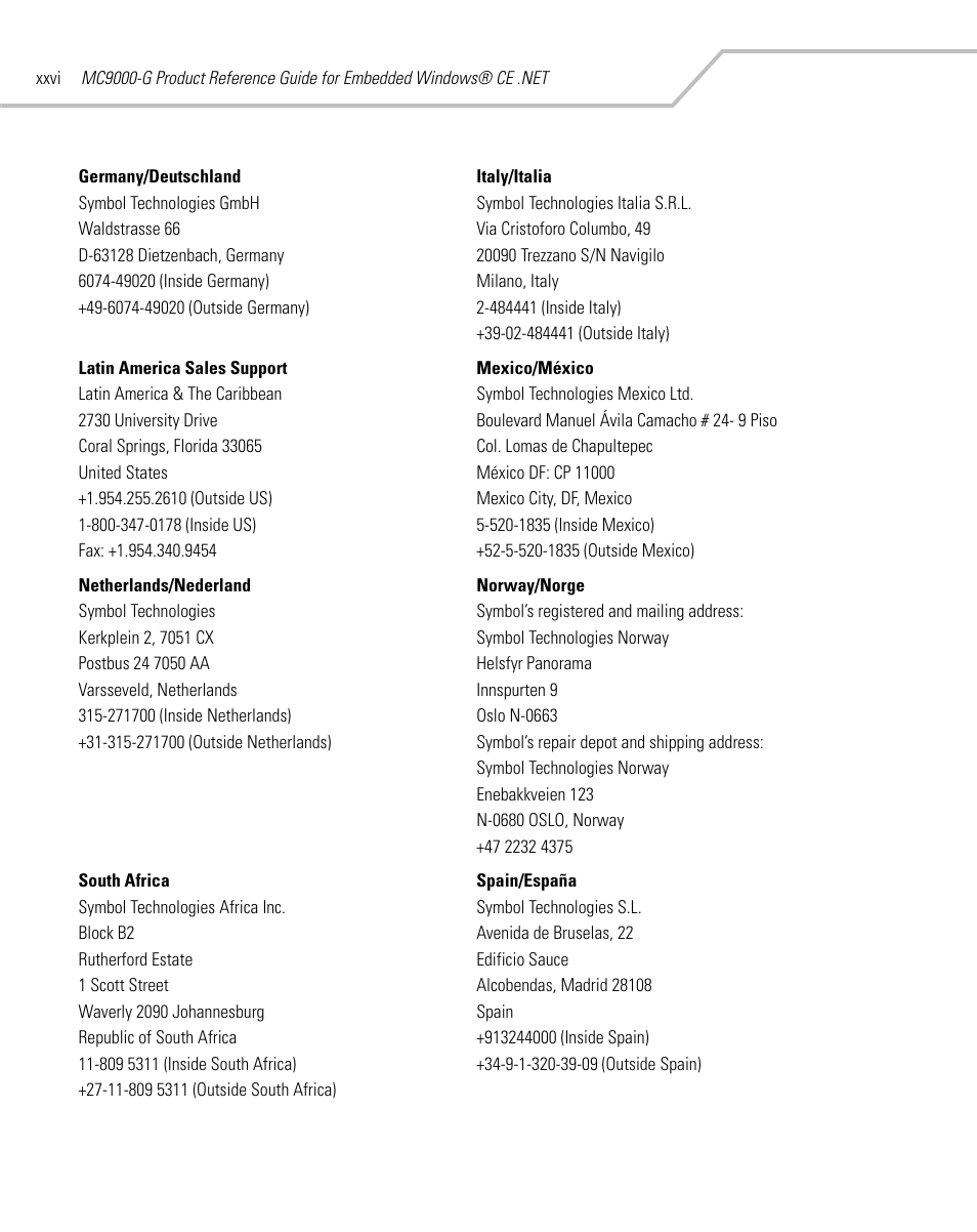 Symbol Technologies MC9000-G User Manual | Page 28 / 530