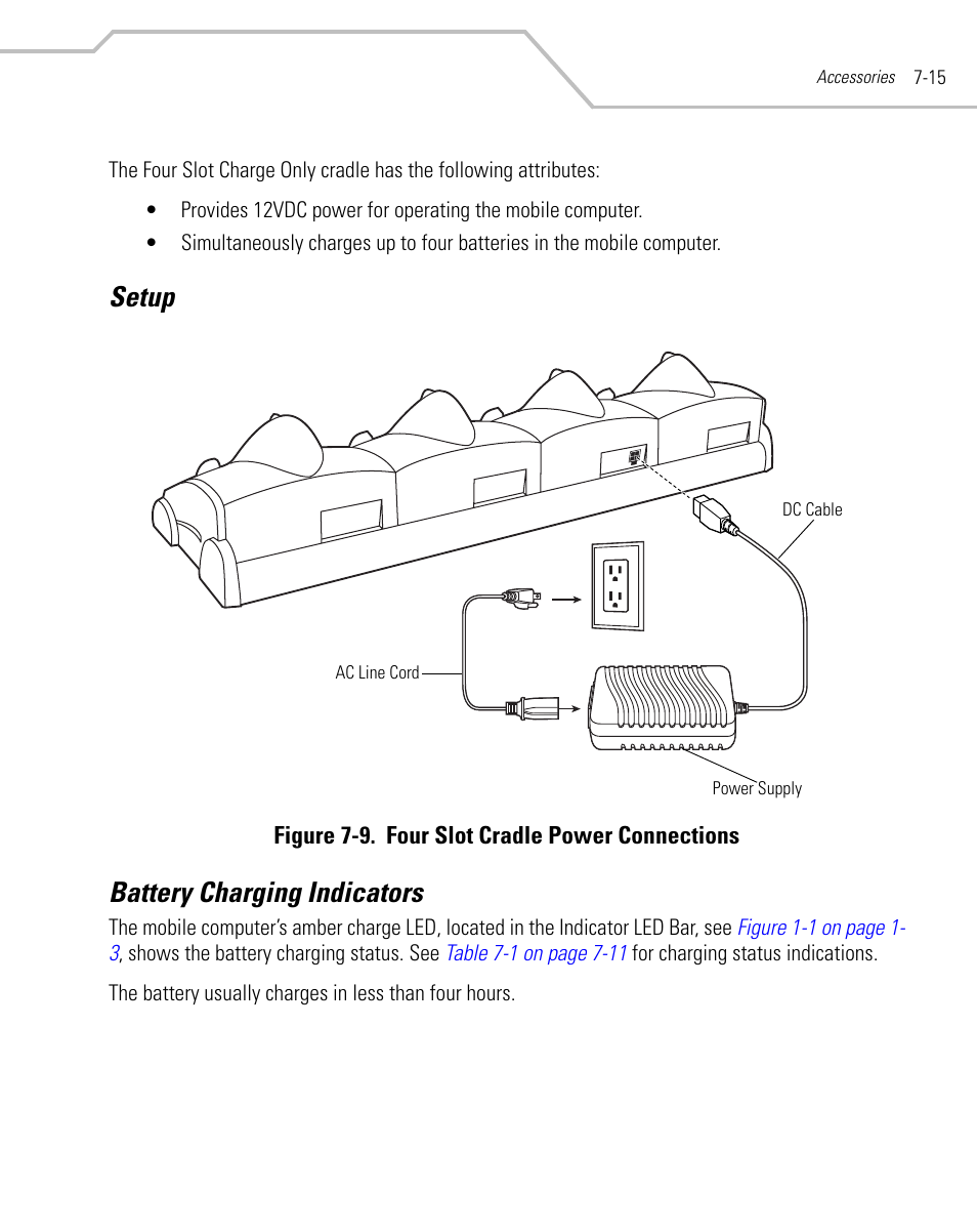 Setup, Battery charging indicators, Setup -15 battery charging indicators -15 | Symbol Technologies MC9000-G User Manual | Page 291 / 530