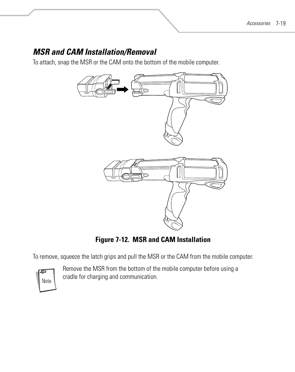 Msr and cam installation/removal, Msr and cam installation/removal -19 | Symbol Technologies MC9000-G User Manual | Page 295 / 530