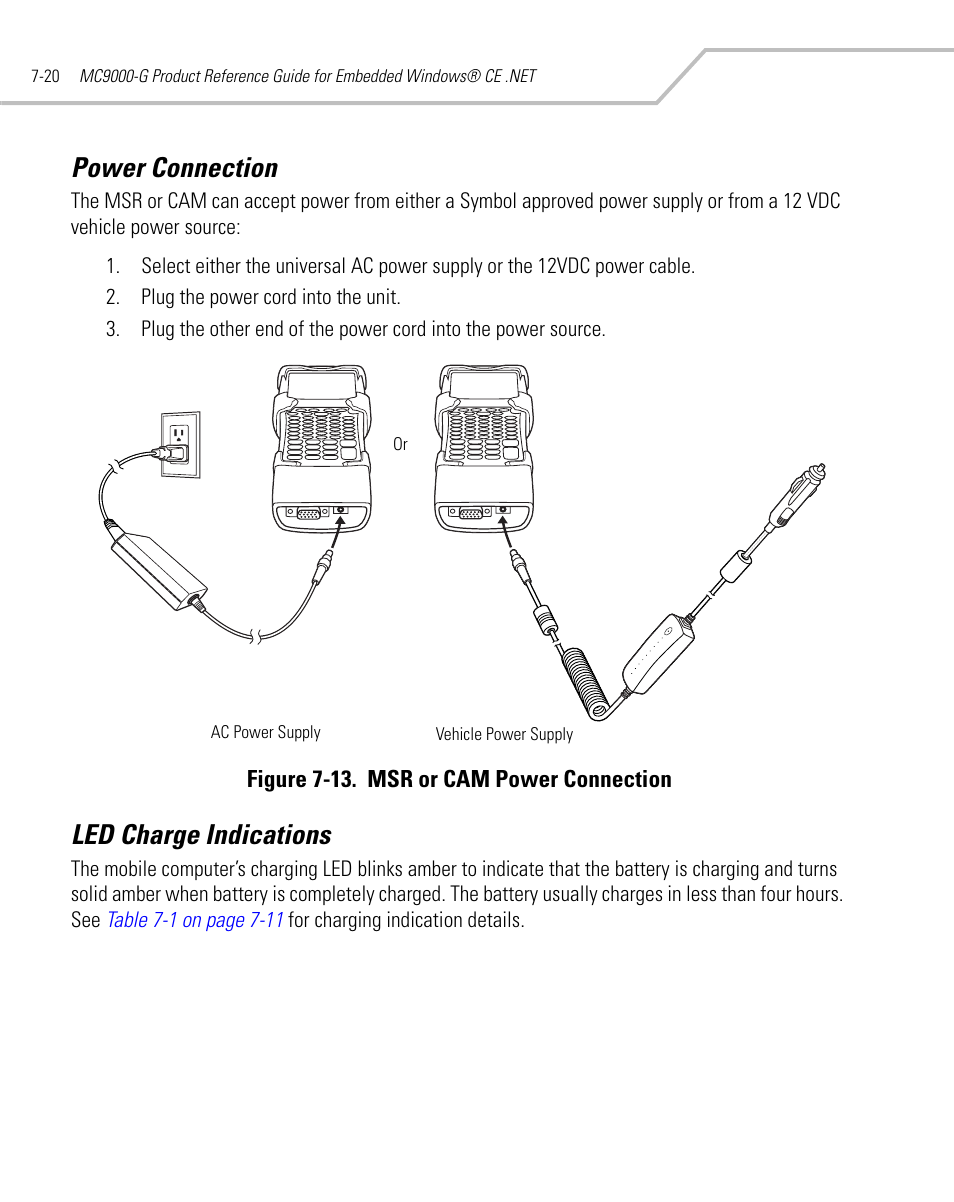 Power connection, Led charge indications, Power connection -20 led charge indications -20 | Symbol Technologies MC9000-G User Manual | Page 296 / 530