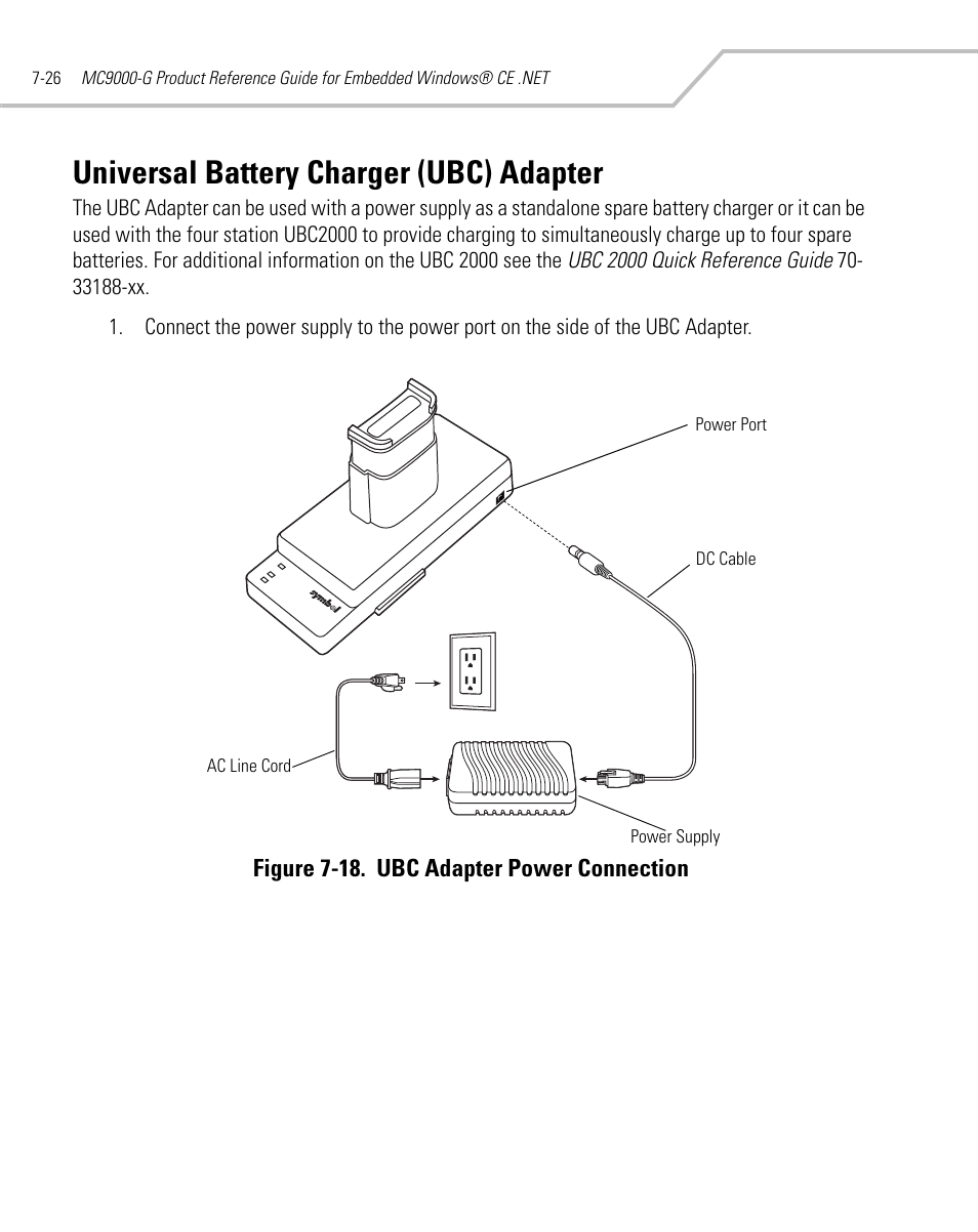 Universal battery charger (ubc) adapter, Universal ba, Universal battery charger (ub | Symbol Technologies MC9000-G User Manual | Page 302 / 530