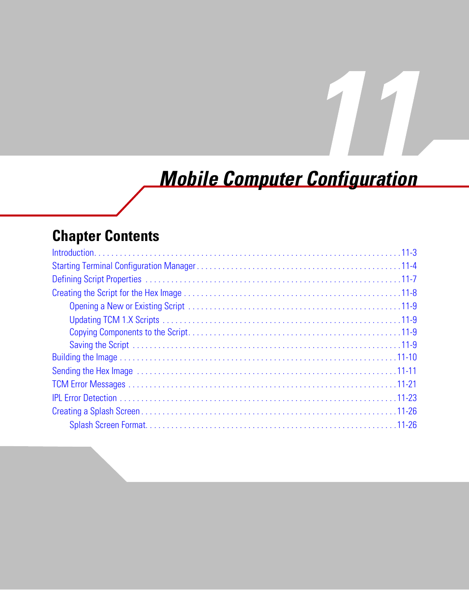 Mobile computer configuration, Chapter 11, Chapter 11, mobile computer configuration | Chapter, 11, mobile computer configuration, Chapter contents | Symbol Technologies MC9000-G User Manual | Page 349 / 530
