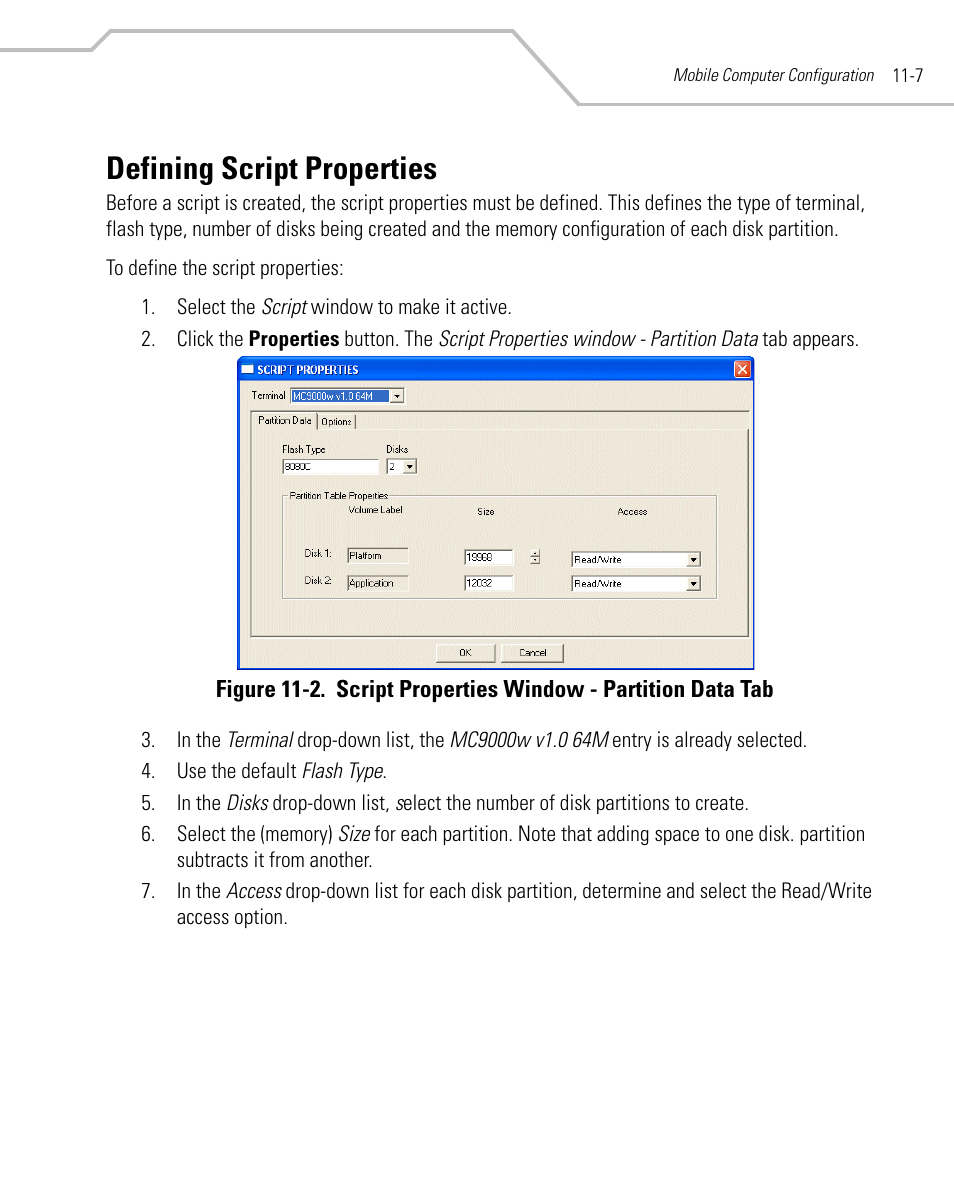 Defining script properties, Defining script properties -7 | Symbol Technologies MC9000-G User Manual | Page 355 / 530