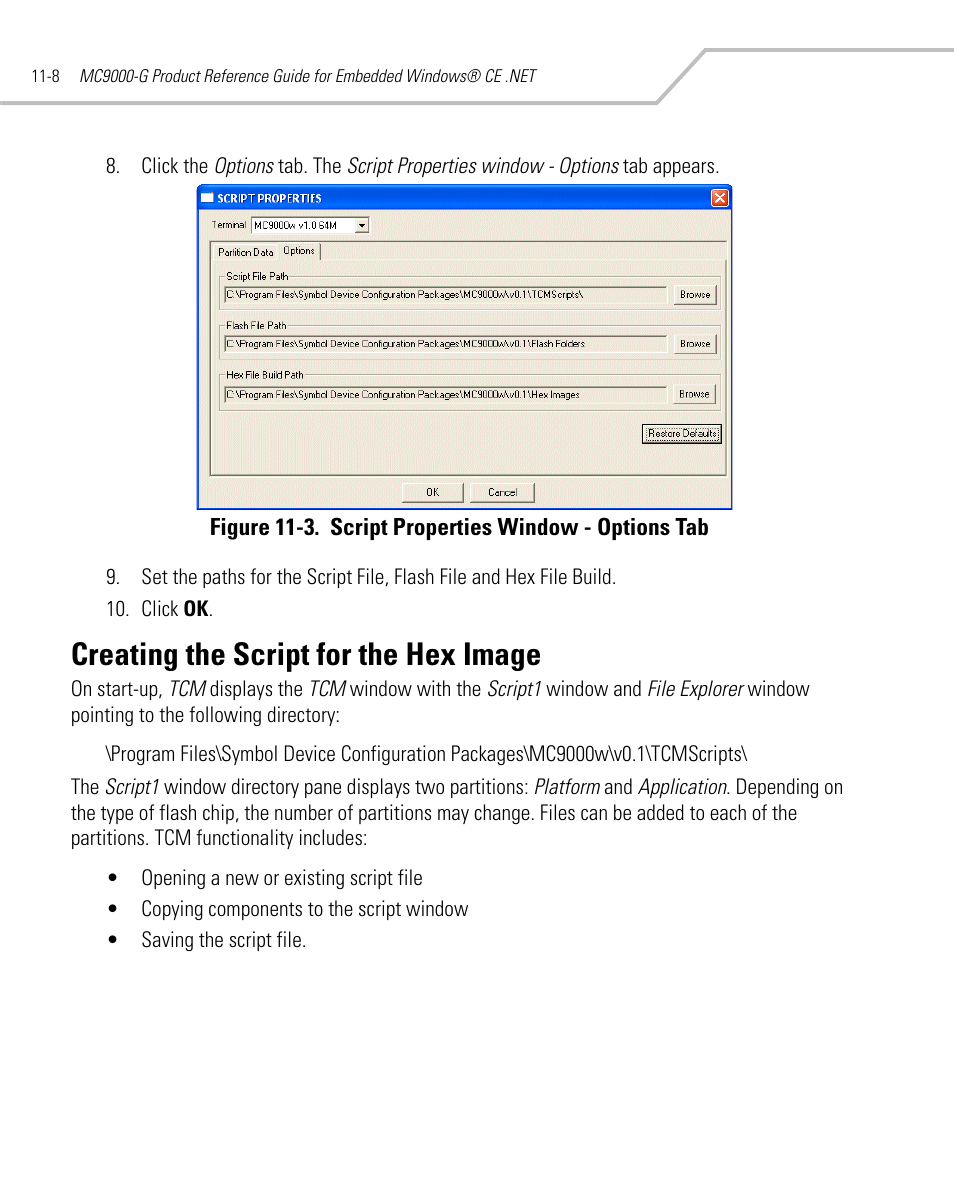 Creating the script for the hex image, Creating the script for the hex image -8 | Symbol Technologies MC9000-G User Manual | Page 356 / 530