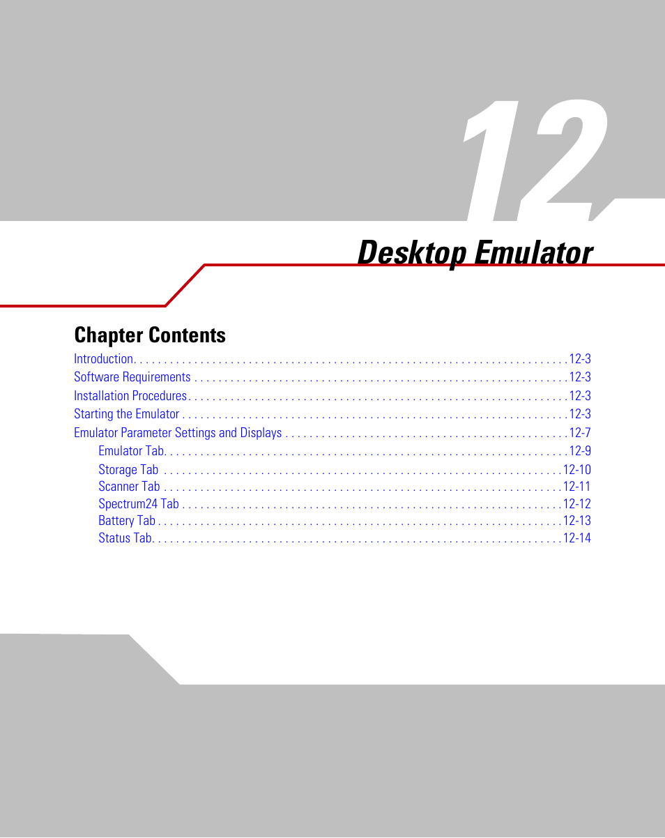 Desktop emulator, Chapter 12. desktop emulator, Chapter 12, desktop emulator | Symbol Technologies MC9000-G User Manual | Page 381 / 530