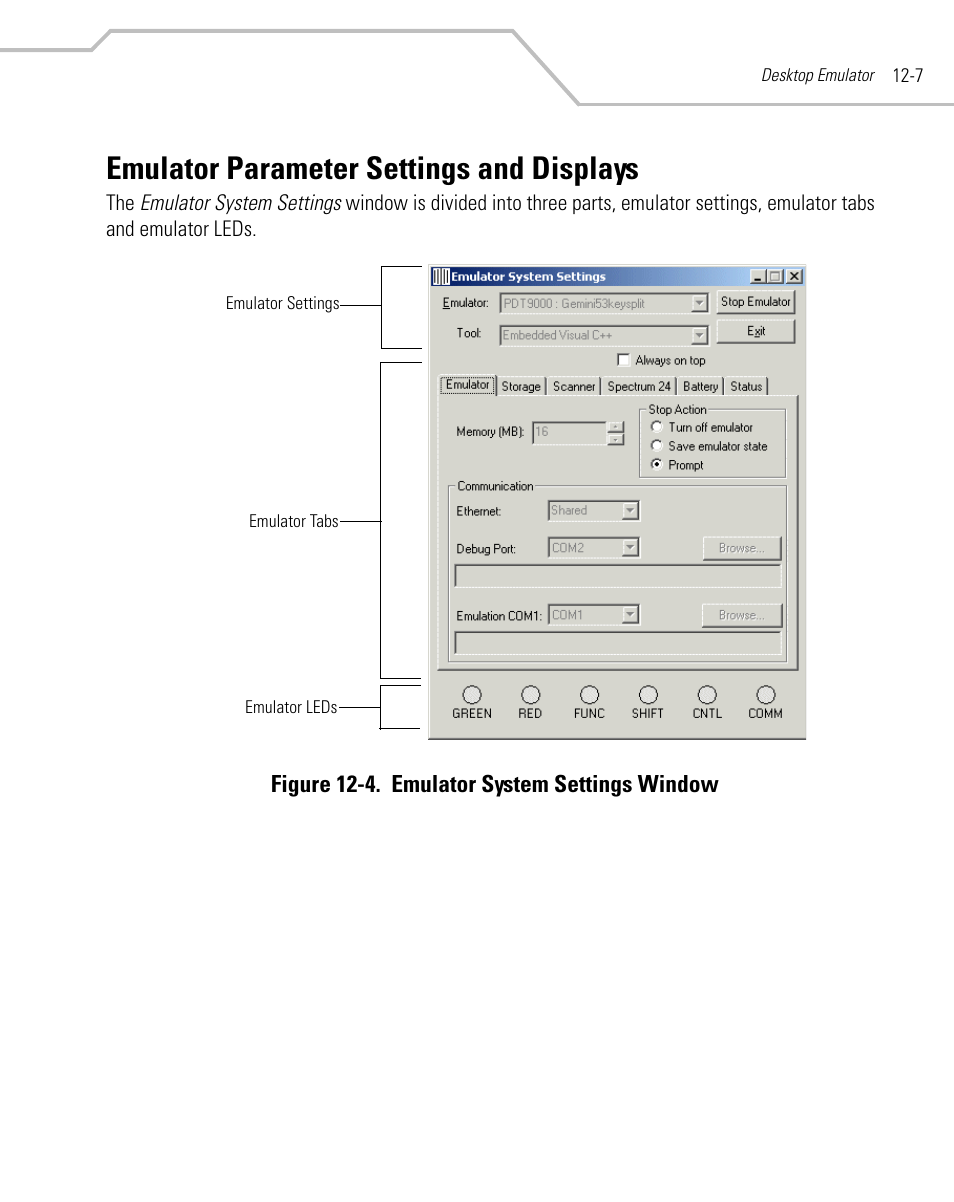 Emulator parameter settings and displays, Emulator parameter settings and displays -7 | Symbol Technologies MC9000-G User Manual | Page 387 / 530