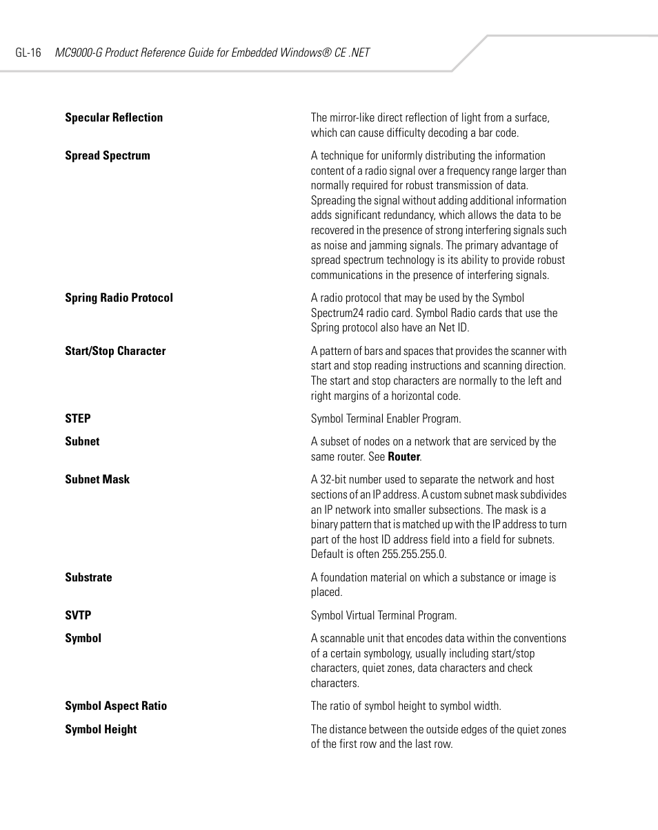 Symbol Technologies MC9000-G User Manual | Page 514 / 530
