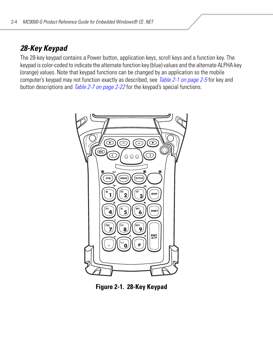 Key keypad, Key keypad -4 | Symbol Technologies MC9000-G User Manual | Page 52 / 530
