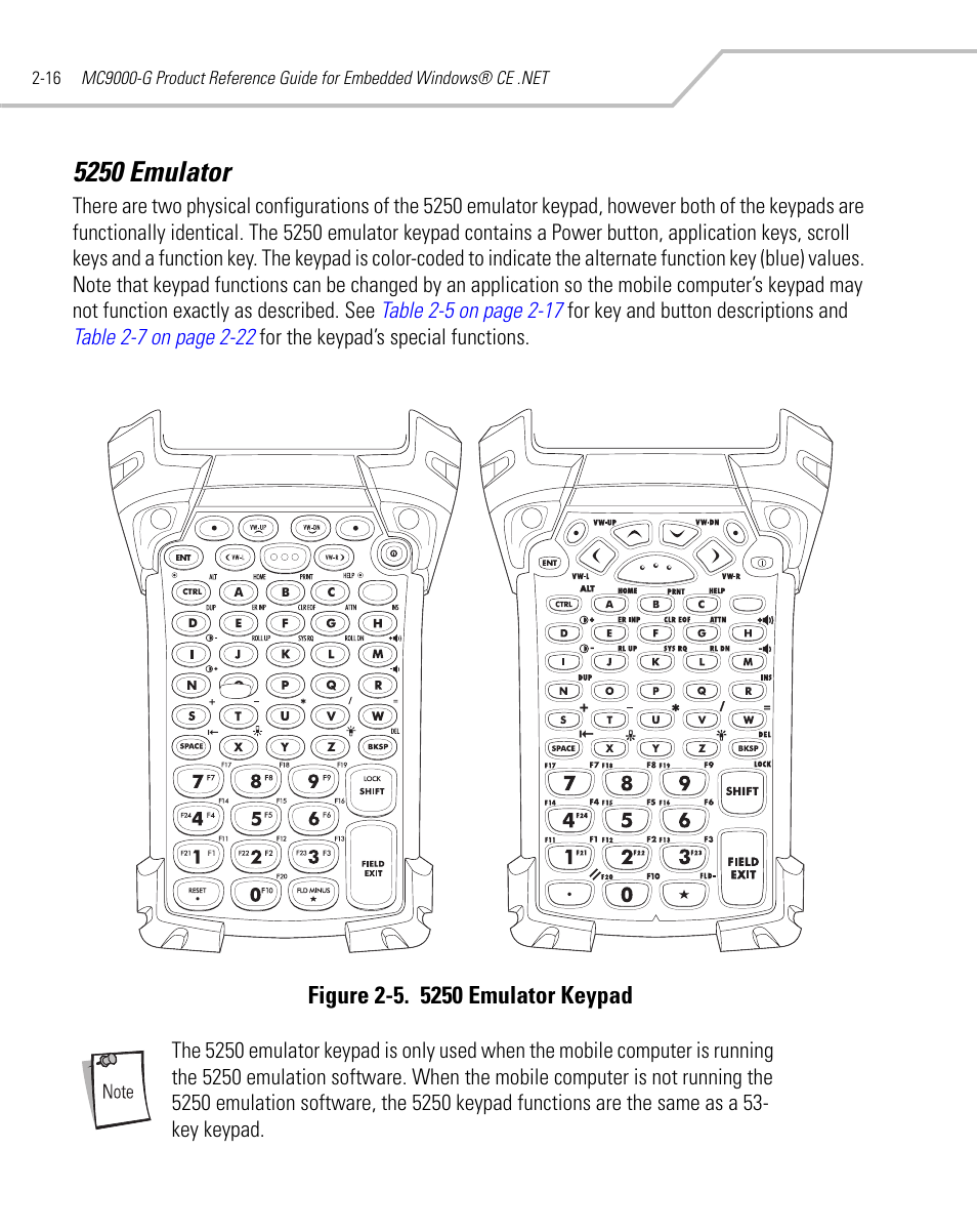 5250 emulator, 5250 emulator -16 | Symbol Technologies MC9000-G User Manual | Page 64 / 530