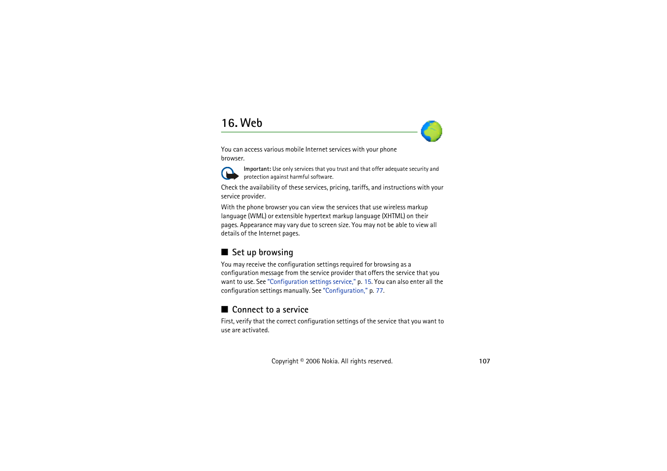 Set up browsing, Connect to a service, Set up browsing connect to a service | Symbol Technologies 6103 User Manual | Page 107 / 140