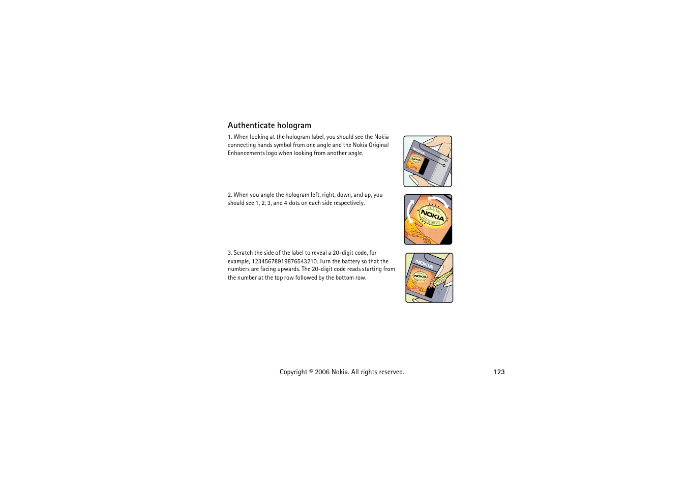 Authenticate hologram | Symbol Technologies 6103 User Manual | Page 123 / 140