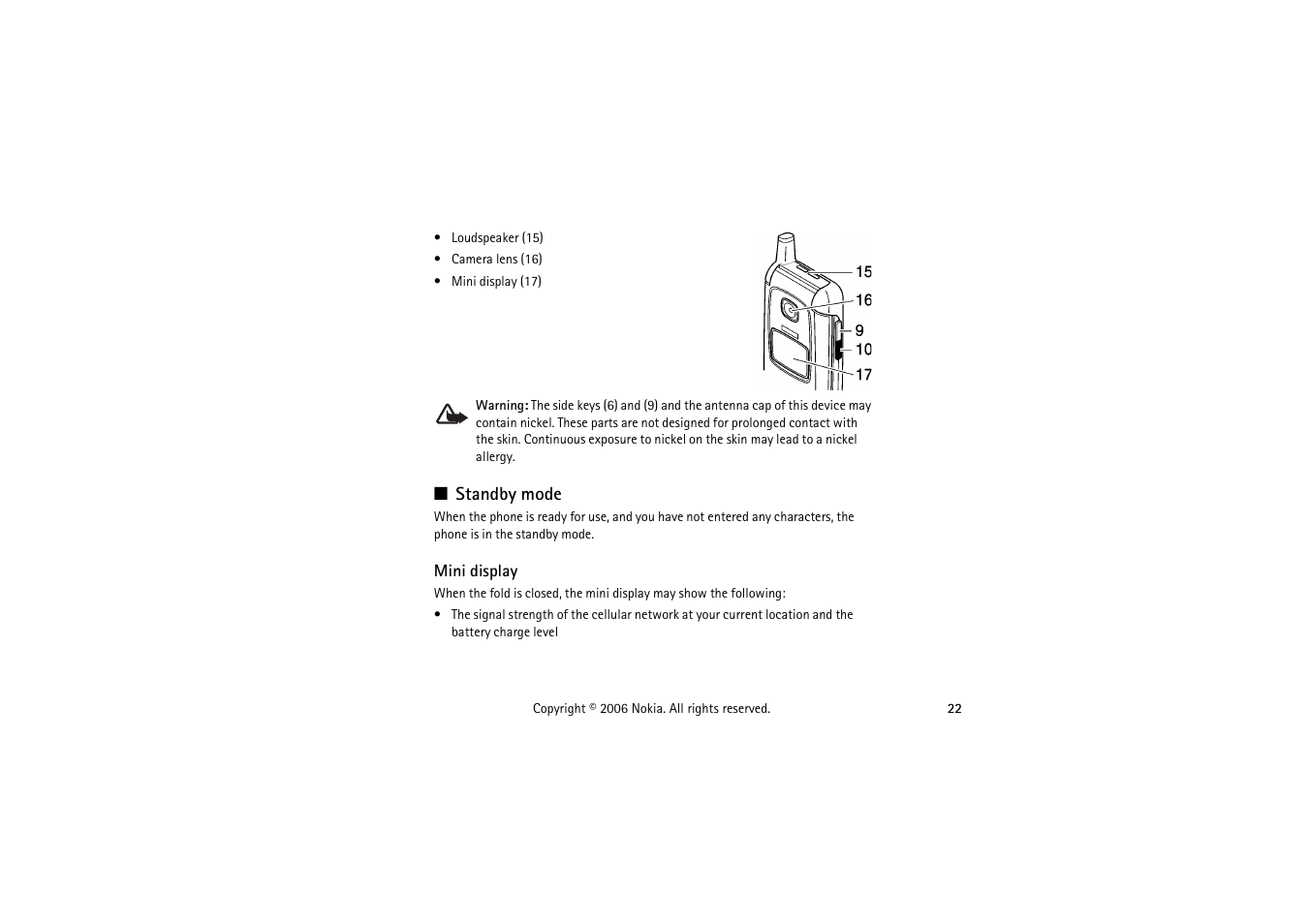 Standby mode, Mini display | Symbol Technologies 6103 User Manual | Page 22 / 140