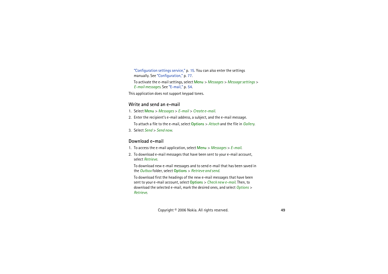 Write and send an e-mail, Download e-mail | Symbol Technologies 6103 User Manual | Page 49 / 140
