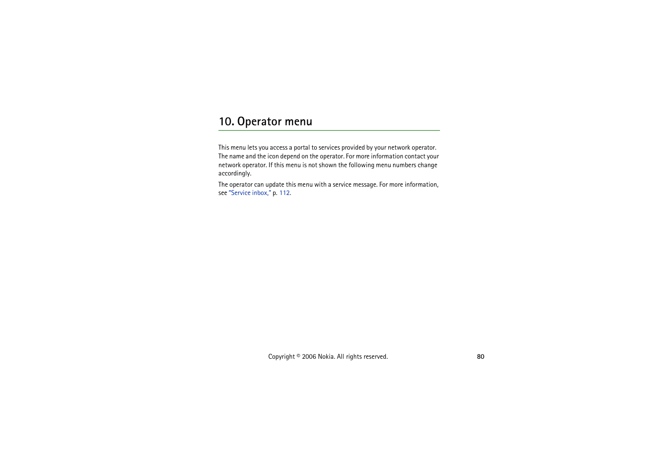 Operator menu | Symbol Technologies 6103 User Manual | Page 80 / 140