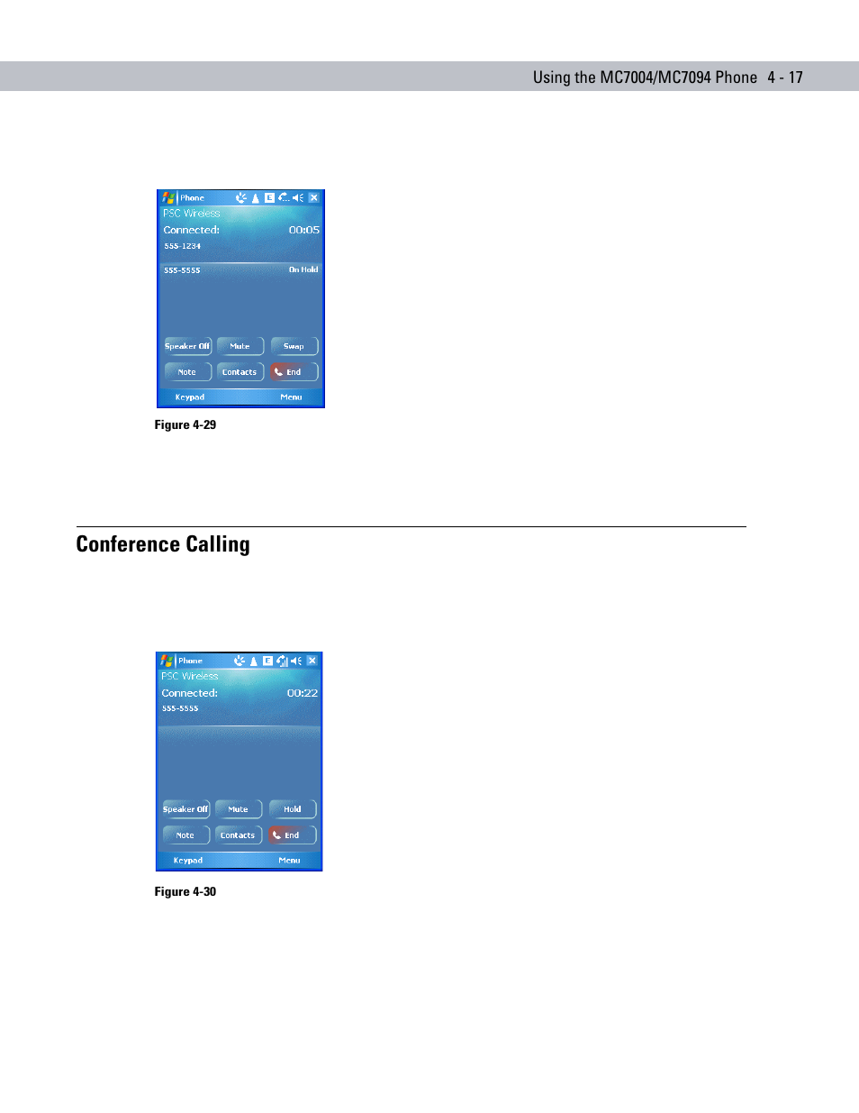 Conference calling, Conference calling -17 | Symbol Technologies MC70 User Manual | Page 107 / 166