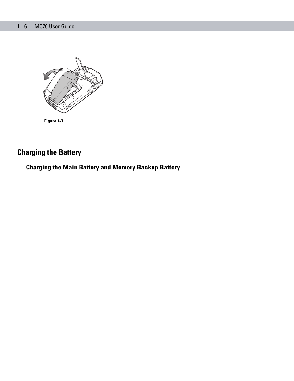 Charging the battery, Charging the battery -6 | Symbol Technologies MC70 User Manual | Page 24 / 166