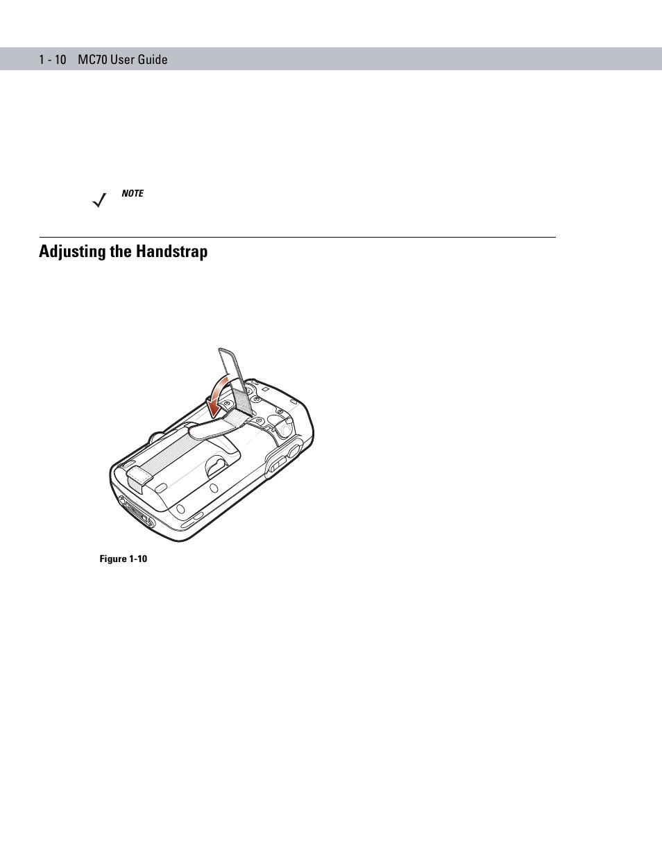 Adjusting the handstrap, Adjusting the handstrap -10 | Symbol Technologies MC70 User Manual | Page 28 / 166