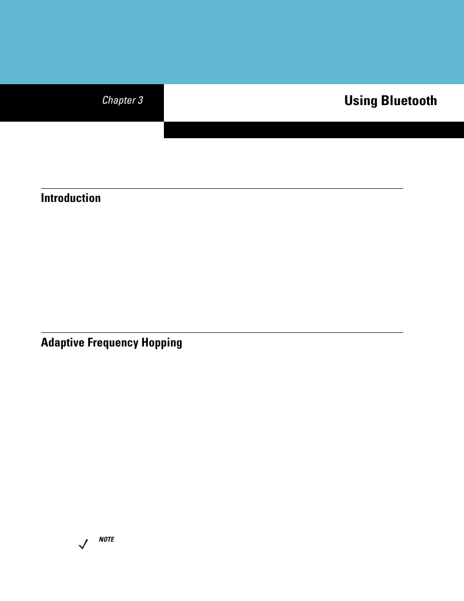 Using bluetooth, Introduction, Adaptive frequency hopping | Chapter 3: using bluetooth, Introduction -1 adaptive frequency hopping -1, Chapter 3, using bluetooth expla, Chapter 3 | Symbol Technologies MC70 User Manual | Page 59 / 166