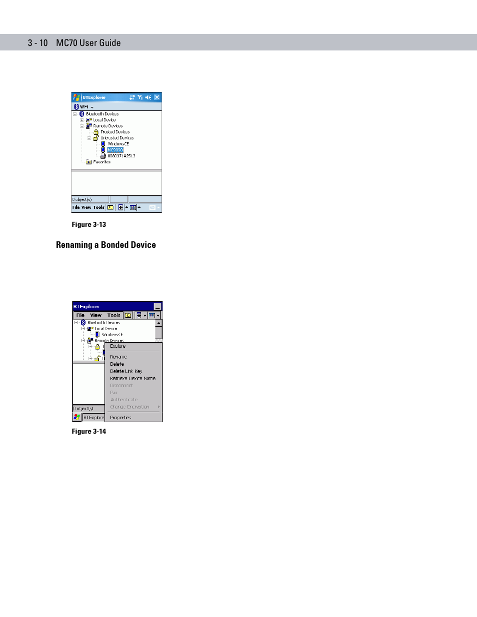 Renaming a bonded device, Renaming a bonded device -10 | Symbol Technologies MC70 User Manual | Page 68 / 166