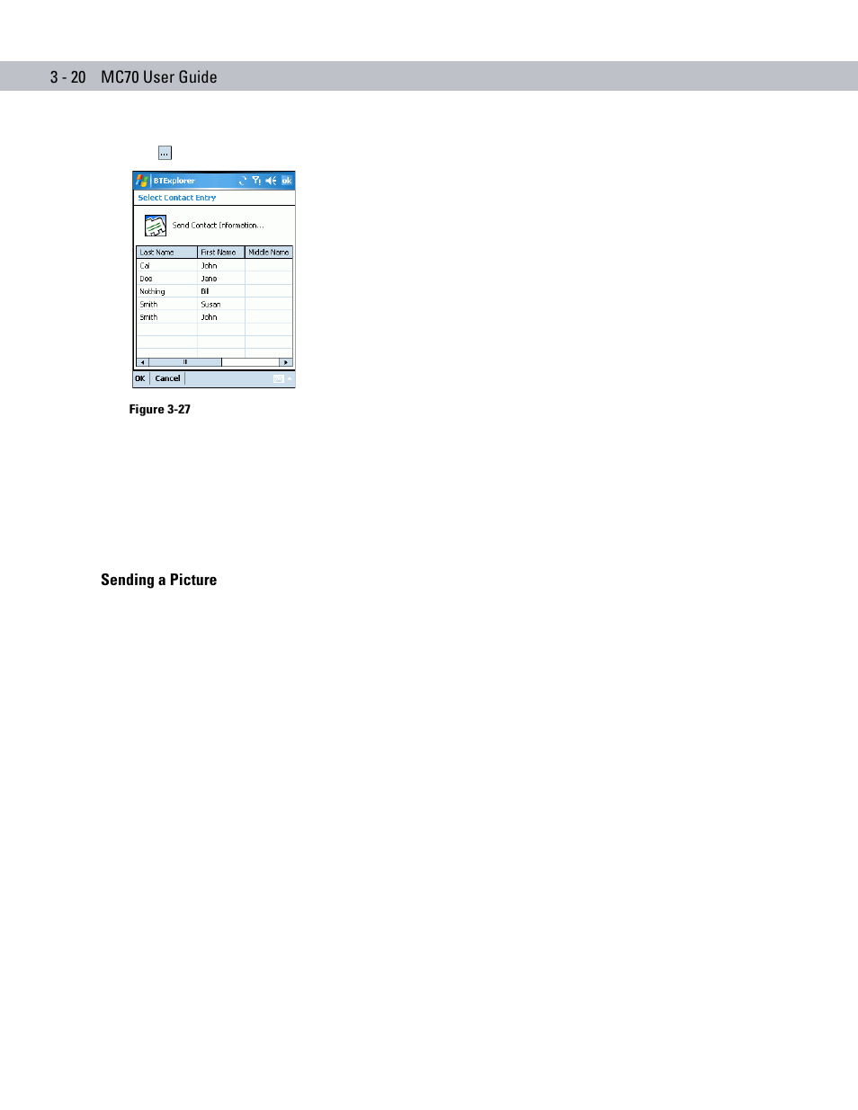 Sending a picture, Sending a picture -20 | Symbol Technologies MC70 User Manual | Page 78 / 166