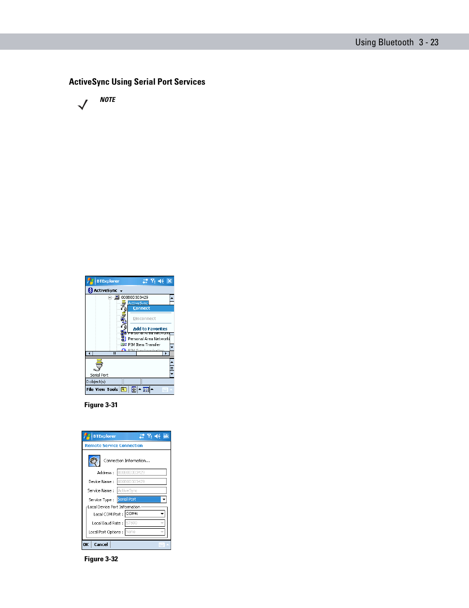 Activesync using serial port services, Activesync using serial port services -23 | Symbol Technologies MC70 User Manual | Page 81 / 166