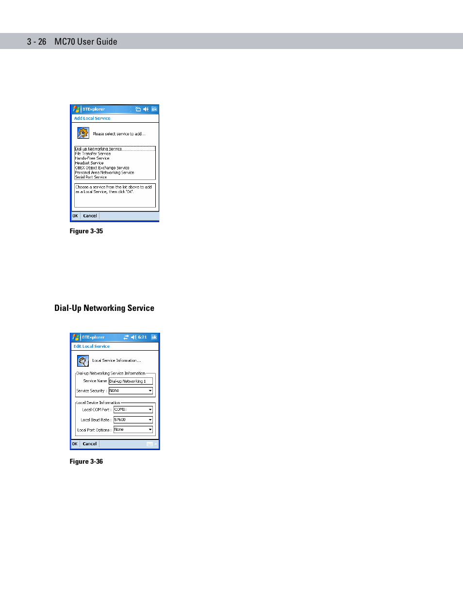 Dial-up networking service, Dial-up networking service -26 | Symbol Technologies MC70 User Manual | Page 84 / 166