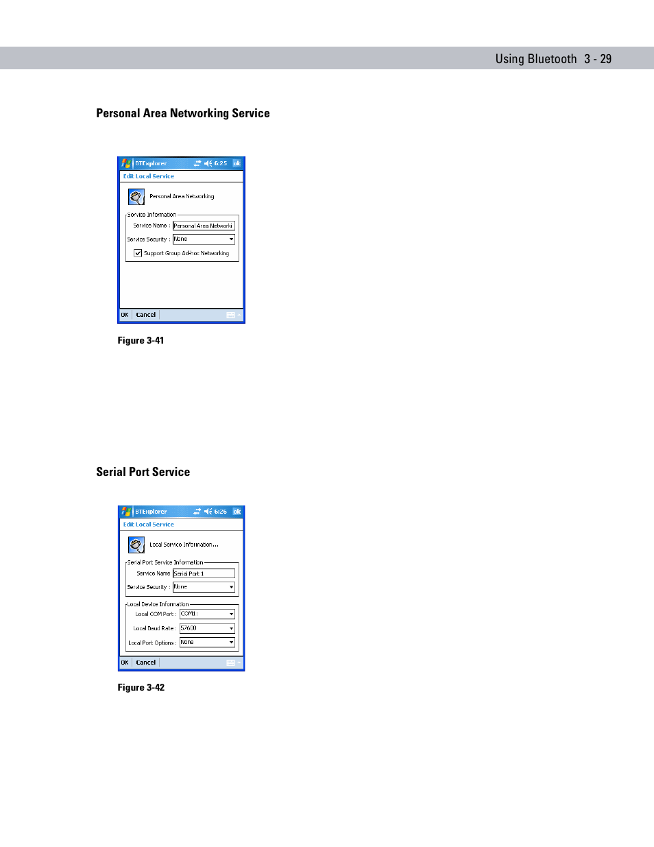 Personal area networking service, Serial port service | Symbol Technologies MC70 User Manual | Page 87 / 166
