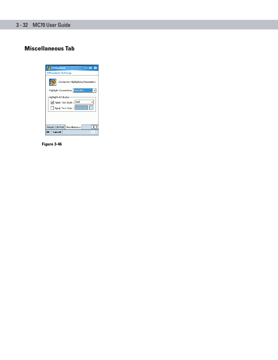 Miscellaneous tab, Miscellaneous tab -32 | Symbol Technologies MC70 User Manual | Page 90 / 166