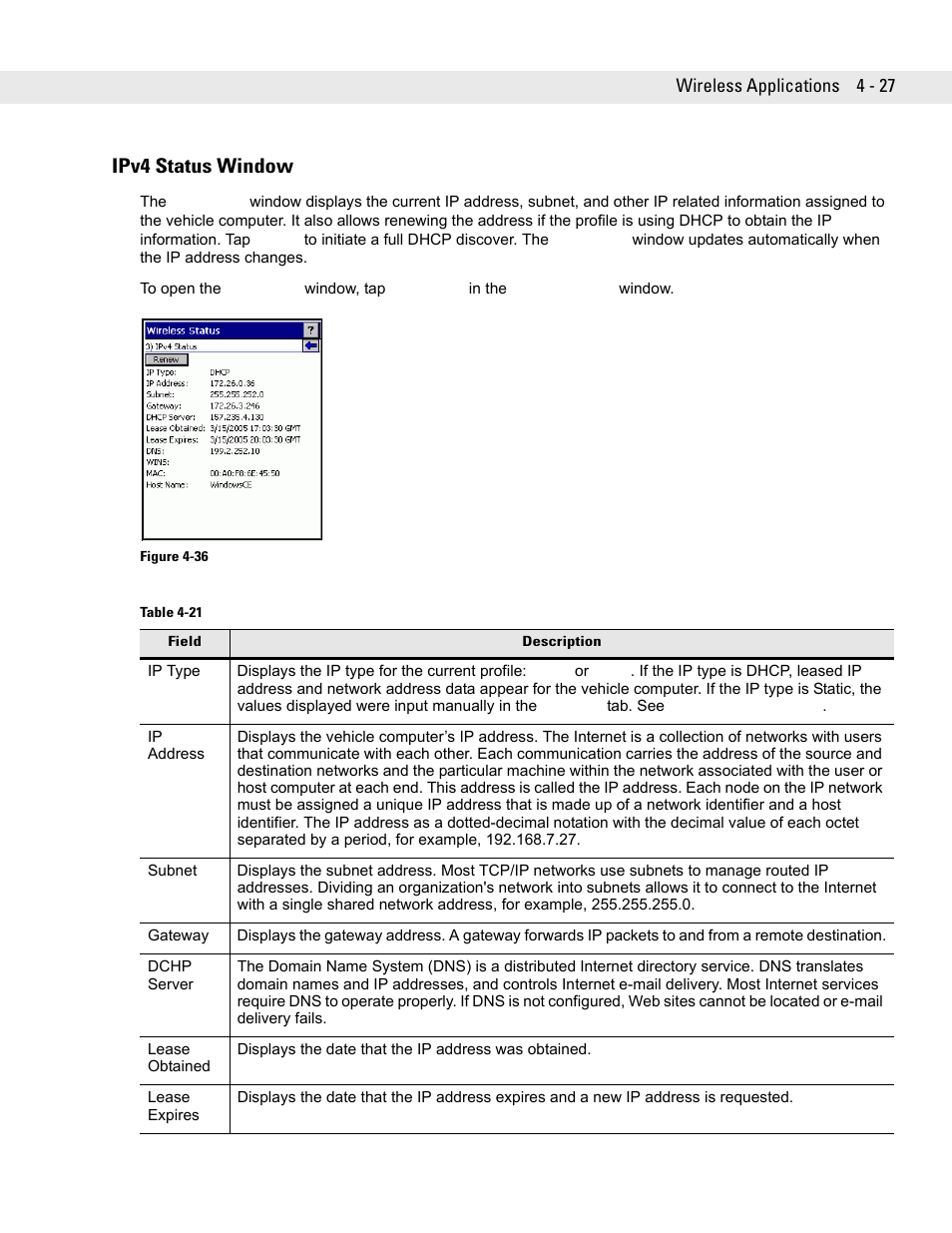 Ipv4 status window, Ipv4 status window -27 | Symbol Technologies VC5090 User Manual | Page 103 / 210