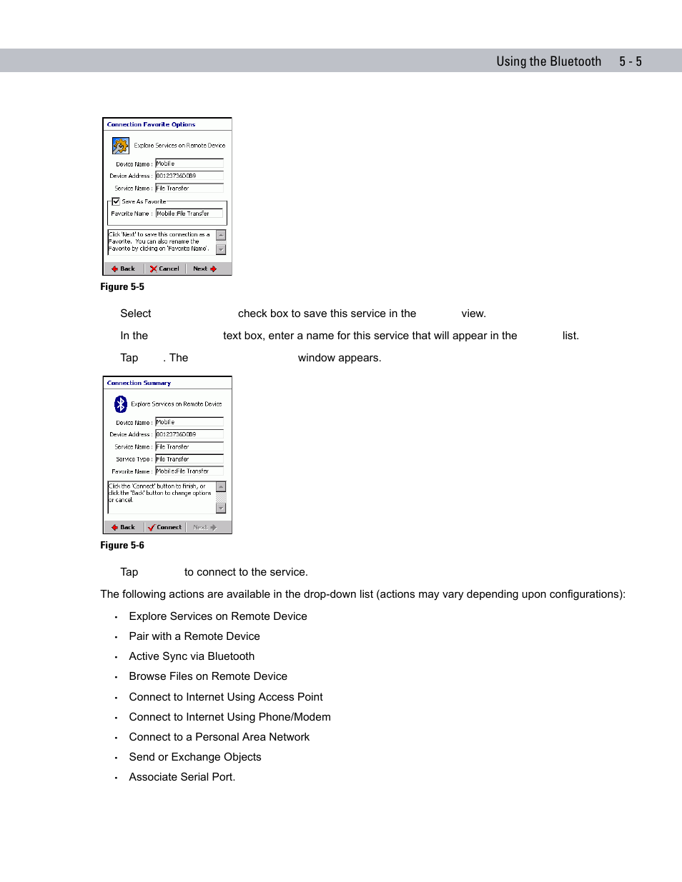 Using the bluetooth 5 - 5 | Symbol Technologies VC5090 User Manual | Page 121 / 210