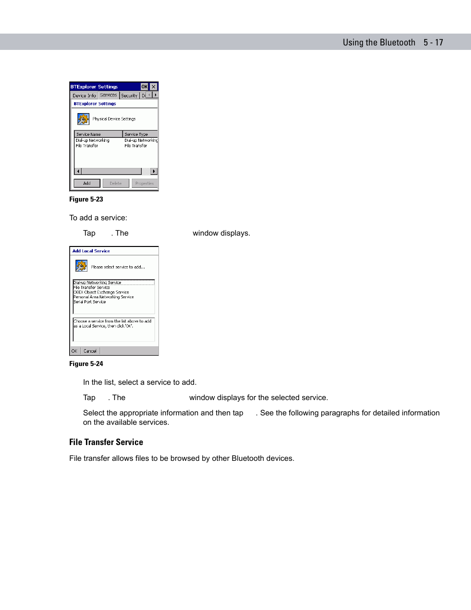 File transfer service, File transfer service -17 | Symbol Technologies VC5090 User Manual | Page 133 / 210