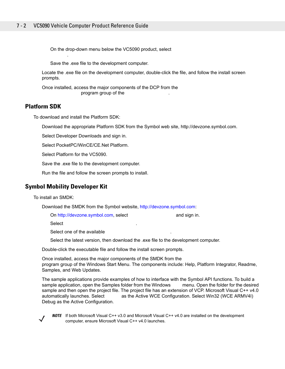 Platform sdk, Symbol mobility developer kit, Platform sdk -2 | Symbol mobility developer kit -2 | Symbol Technologies VC5090 User Manual | Page 146 / 210