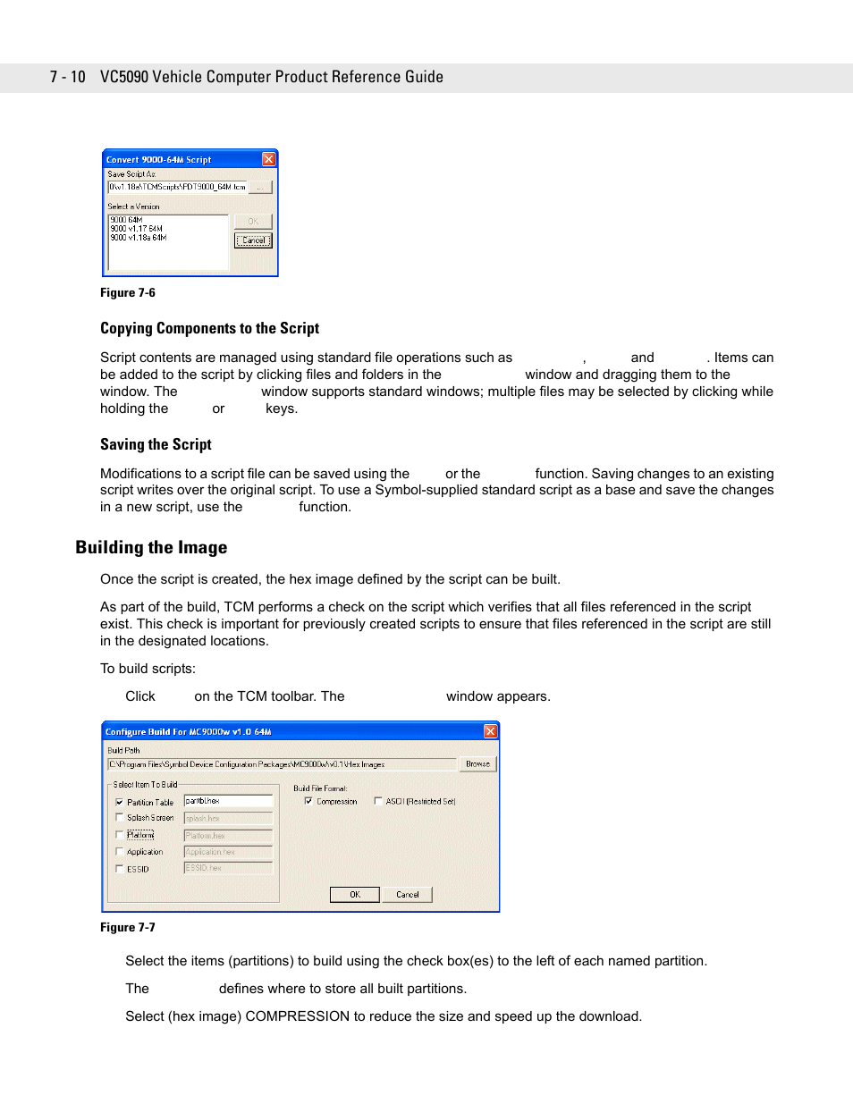 Copying components to the script, Saving the script, Building the image | Copying components to the script -10, Saving the script -10, Building the image -10 | Symbol Technologies VC5090 User Manual | Page 154 / 210