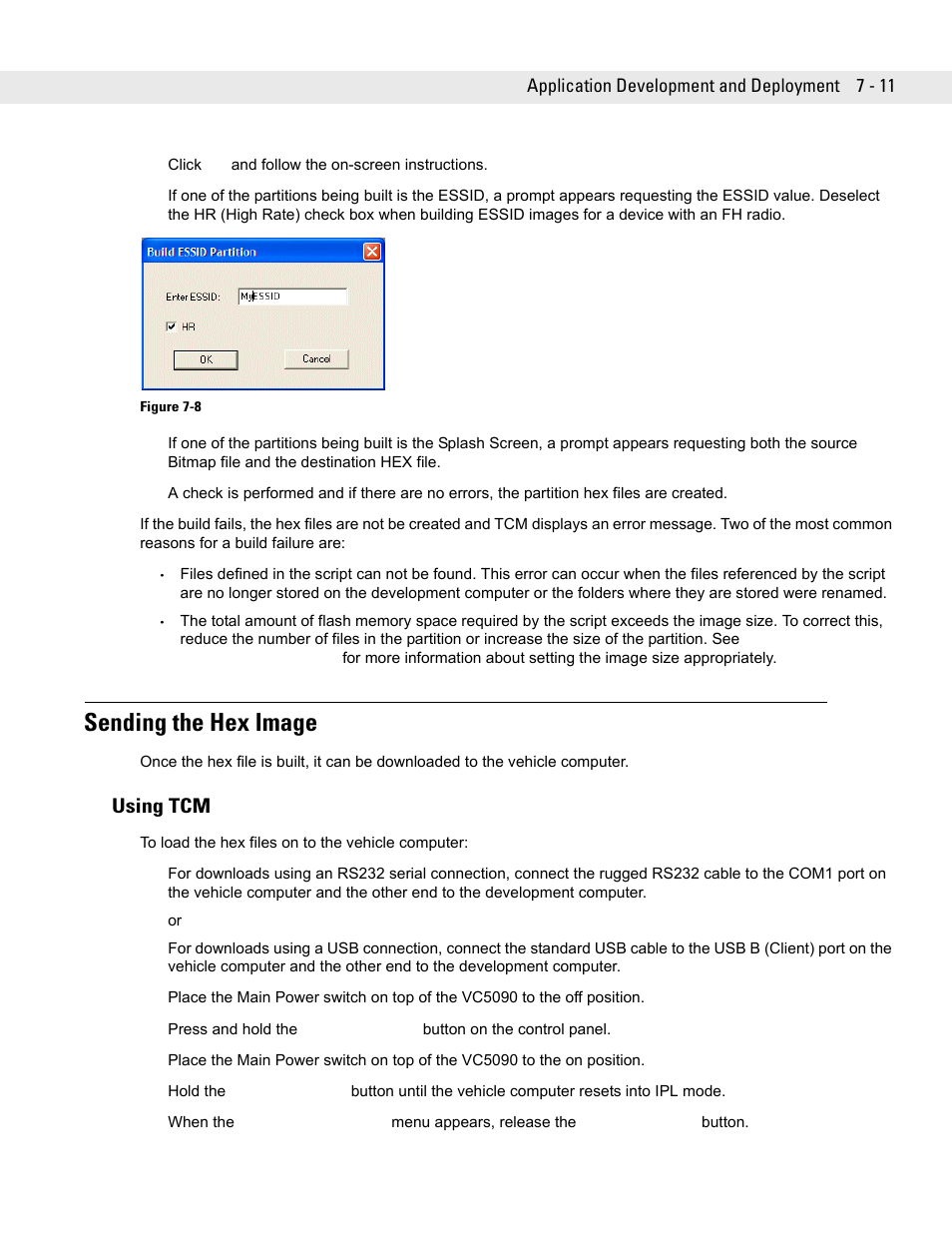 Sending the hex image, Using tcm, Sending the hex image -11 | Using tcm -11 | Symbol Technologies VC5090 User Manual | Page 155 / 210