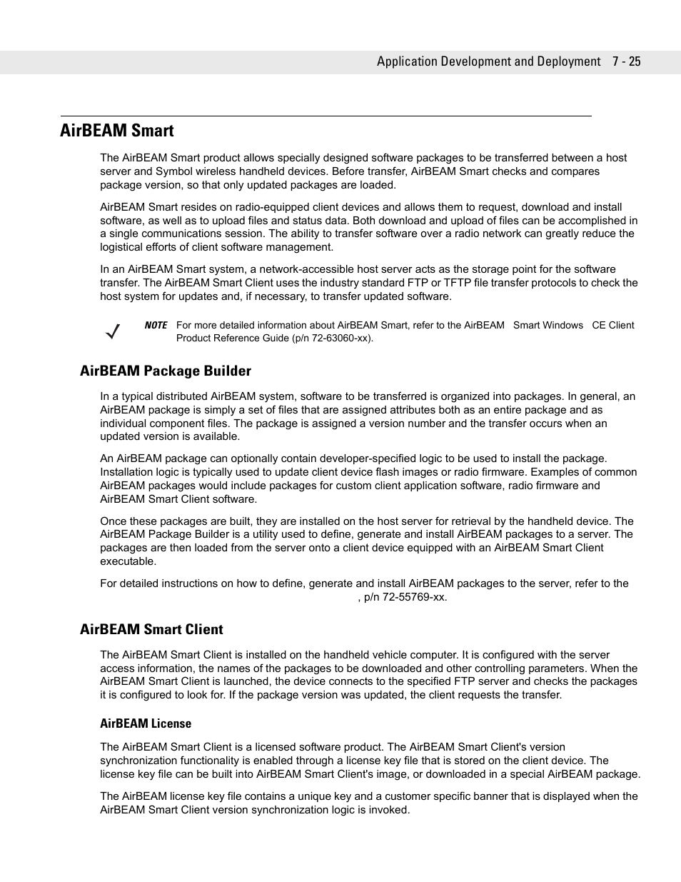 Airbeam smart, Airbeam package builder, Airbeam smart client | Airbeam license, Airbeam smart -25, Airbeam package builder -25, Airbeam smart client -25, Airbeam license -25 | Symbol Technologies VC5090 User Manual | Page 169 / 210