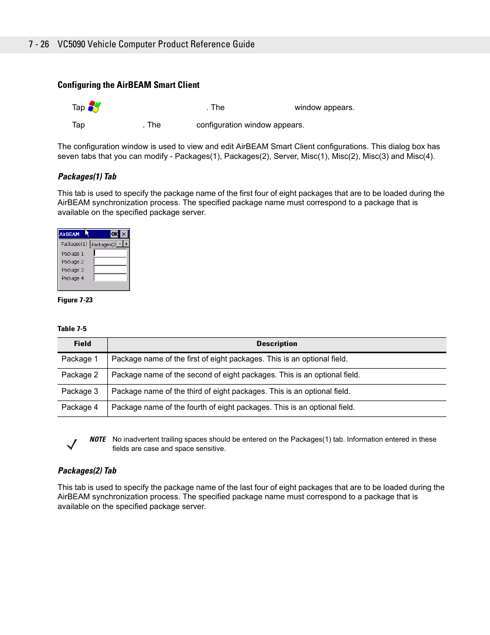 Configuring the airbeam smart client, Configuring the airbeam smart client -26 | Symbol Technologies VC5090 User Manual | Page 170 / 210