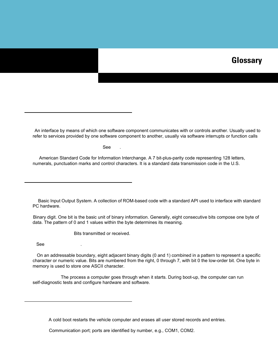 Glossary | Symbol Technologies VC5090 User Manual | Page 195 / 210