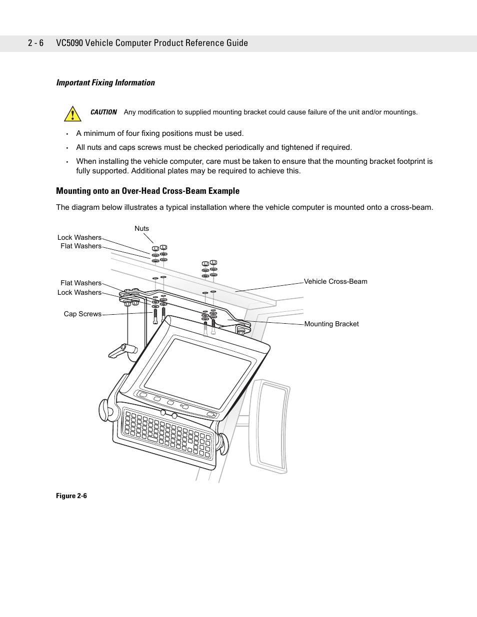 Mounting onto an over-head cross-beam example, Mounting onto an over-head cross-beam example -6 | Symbol Technologies VC5090 User Manual | Page 30 / 210