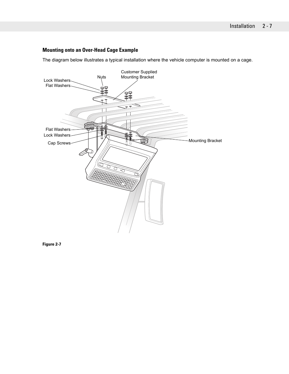 Mounting onto an over-head cage example, Mounting onto an over-head cage example -7 | Symbol Technologies VC5090 User Manual | Page 31 / 210