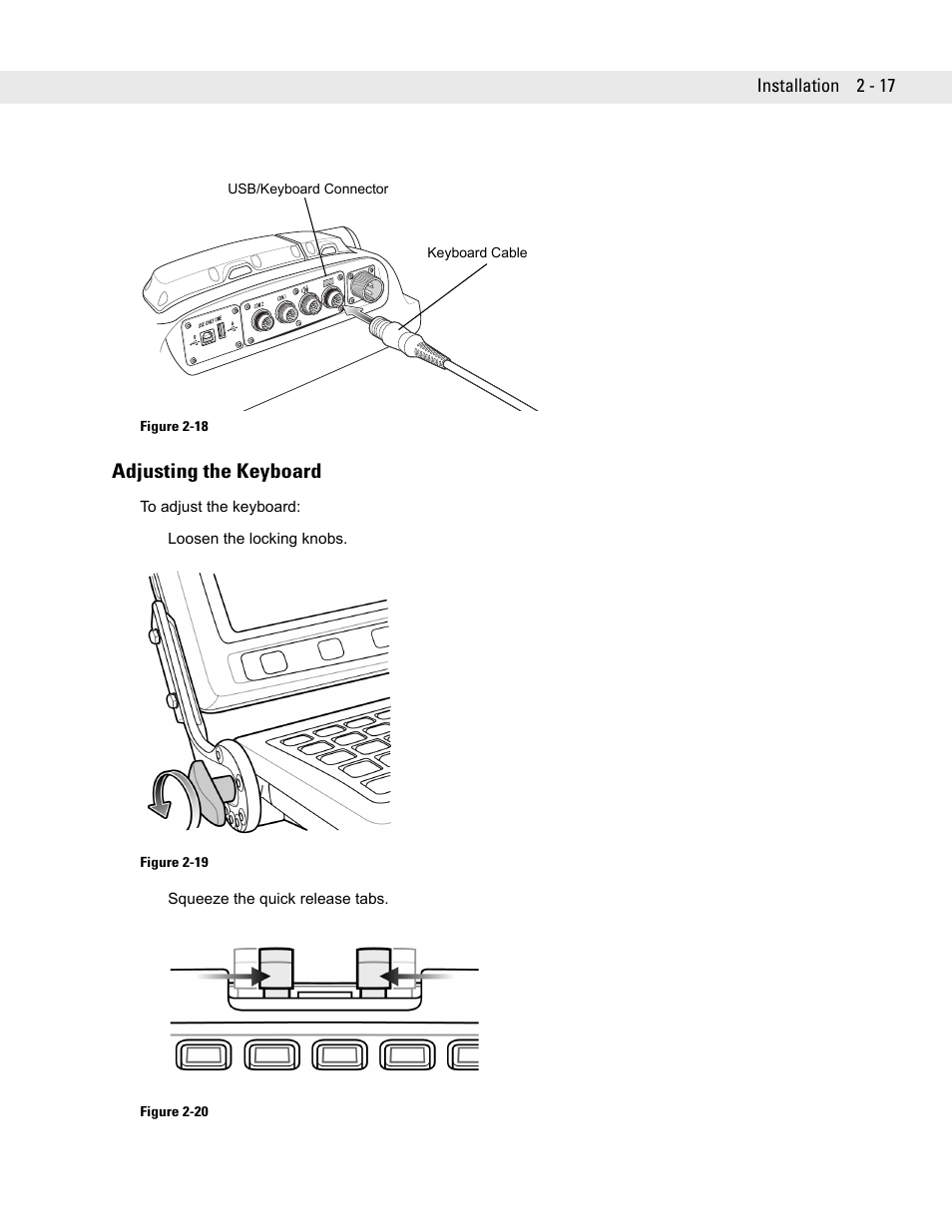 Adjusting the keyboard, Adjusting the keyboard -17 | Symbol Technologies VC5090 User Manual | Page 41 / 210