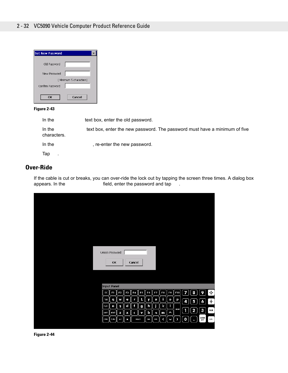 Over-ride, Over-ride -32 | Symbol Technologies VC5090 User Manual | Page 56 / 210
