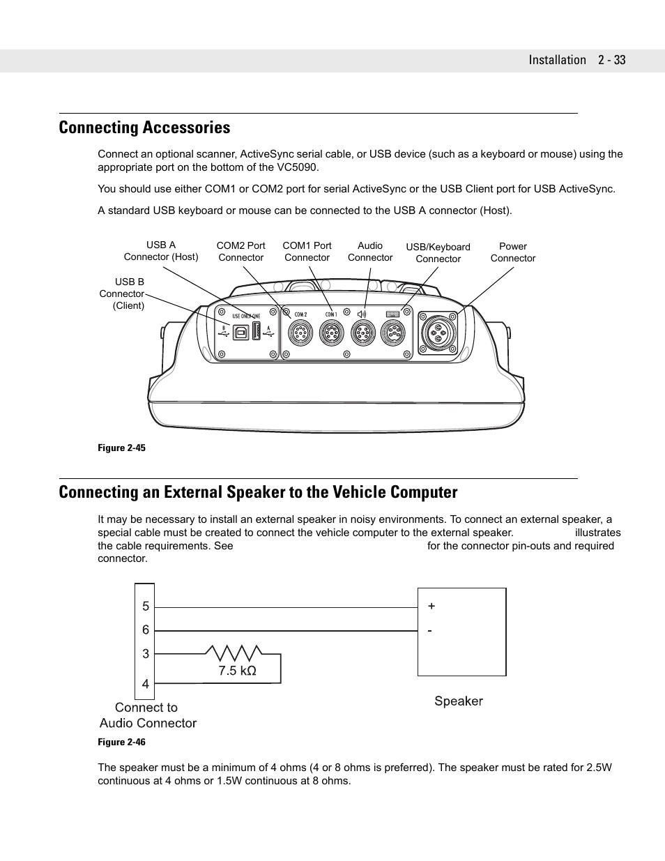 Connecting accessories, Connecting accessories -33 | Symbol Technologies VC5090 User Manual | Page 57 / 210