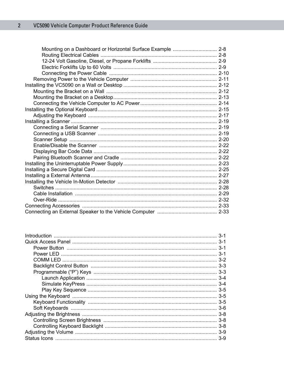 Symbol Technologies VC5090 User Manual | Page 8 / 210