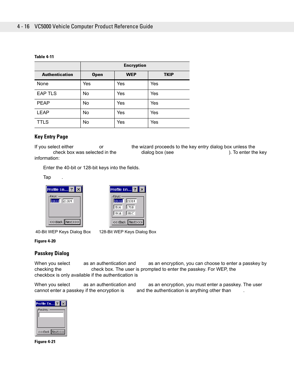 Passkey dialog, Passkey dialog -16 | Symbol Technologies VC5090 User Manual | Page 92 / 210