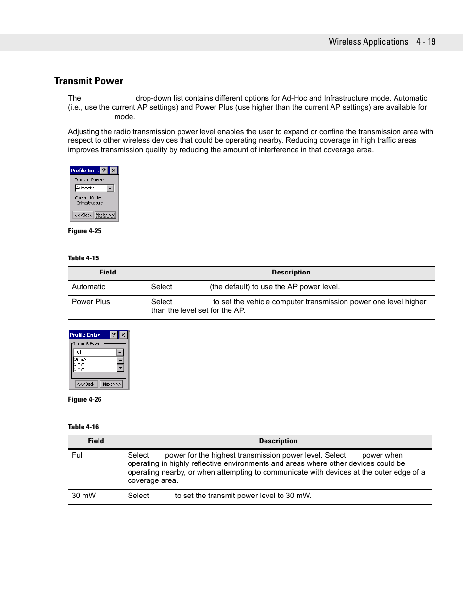 Transmit power, Transmit power -19 | Symbol Technologies VC5090 User Manual | Page 95 / 210