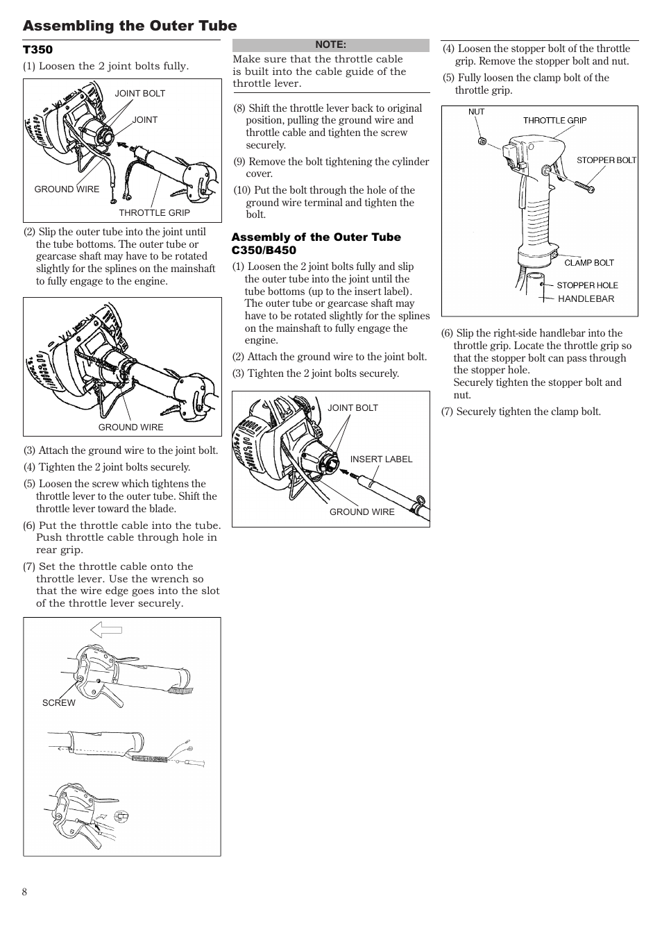 Assembling the outer tube | Symbol Technologies T350 User Manual | Page 8 / 24