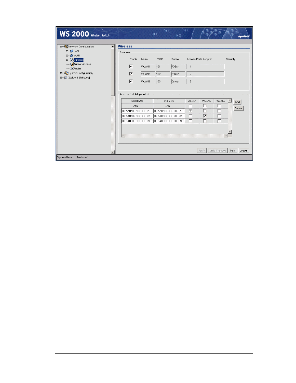 Configuring the wlans, Configuring the cafe wlan | Symbol Technologies WS 2000 User Manual | Page 105 / 150