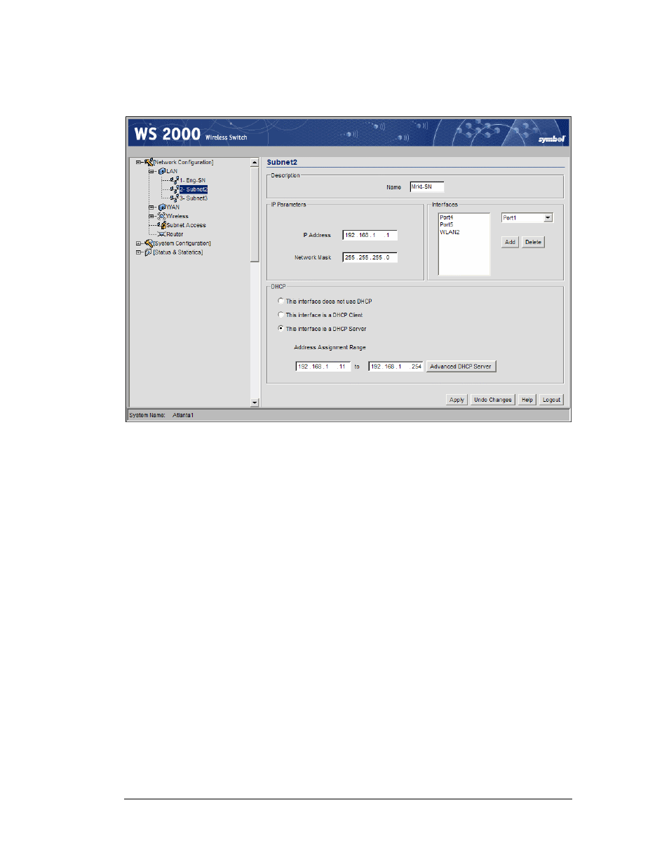 Configuring the sales subnet | Symbol Technologies WS 2000 User Manual | Page 120 / 150