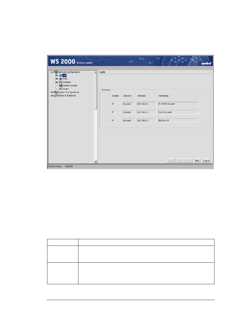 Defining the subnets | Symbol Technologies WS 2000 User Manual | Page 22 / 150